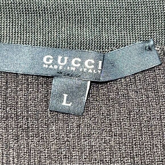 Gucci Olive and Brown Long Sleeve Ribbed Knit Top Shirt Made in Italy-Size L - Picture 10 of 12